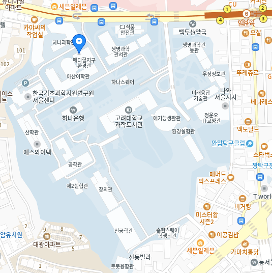 고려대학교 메디힐지구환경관 유임순홀 약도