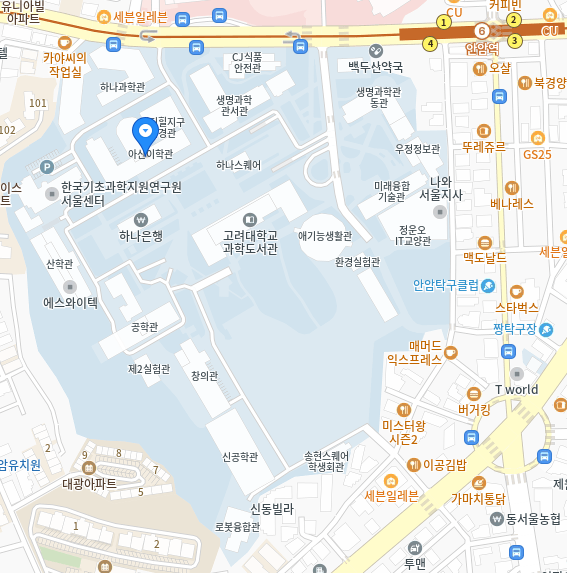 고려대학교 아산이학관 231호 약도